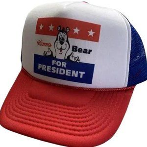Retro 80s Style Vintage Hamm's Beer Bear Hat Trucker Hat snapback Unworn Red Blu